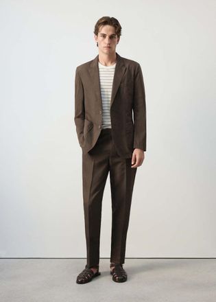 Mango Pantaloni completo slim-fit cotone lyocell marrone - Uomo - 44 - MANGO MAN