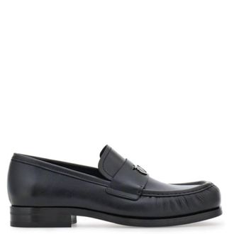 Ferragamo Gancini Plaque Leather Loafer, Size 9 EE