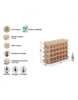 Astigarraga Astigarraga - Botellero Evolutivo Rioja Para 24 Botellas Pino Macizo