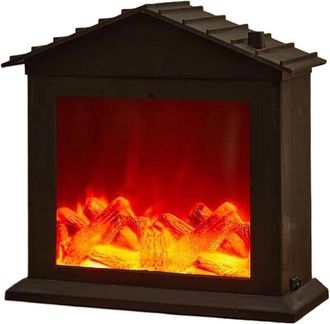 OEM Chimenea Artificial, Chimenea El&eacute;ctrica Led Realista Sin Llama, Bater&iacute;a/mini Usb, Forma De Casa Decorativa Para Decoraci&oacute;n Navide&ntilde;a De Sala De Estar