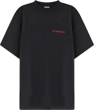 Balenciaga Oversized T-shirt met print op de rug - Heren - T-shirts - Zwart - M - Katoen - Tops