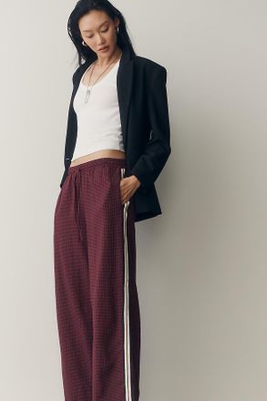 Maeve Check Wide Leg Track Pants
