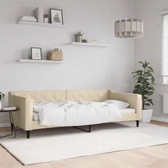 vidaXL Sof&aacute; Cama Sin Colch&oacute;n Tela Crema 90x200 Cm Vidaxl