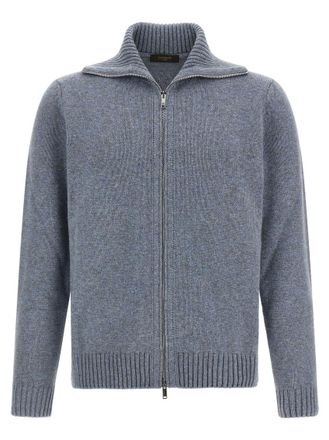 Zanone Blue Zip Up Cardigan