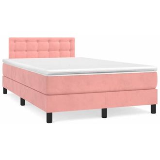 vidaXL Vidaxl - Cama Box Spring Con Colch&oacute;n Y Led Terciopelo Rosa 120x190 Cm