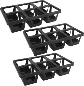 No Brand Juego De 3 Piezas De Bandejas De Pl&aacute;stico Para Macetas Con 6 Compartimentos, Soporte Cuadrado Para Plantas Suculentas