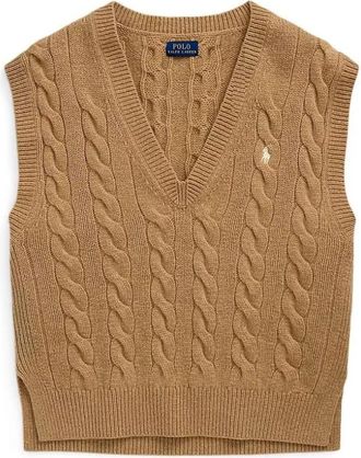 Polo Ralph Lauren Vesta - Dames - V-hals truien - Beige - L - Katoen - Truien & Vesten