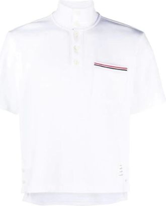 Thom Browne Tops, Heren, Wit, XL, Katoen, Katoenen Polo