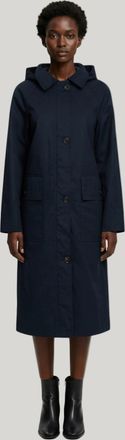 Elle Womens Waxed Cotton Long Coat in Navy - Size Small