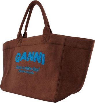 Ganni Womens Xxl Tote Brown Cotton