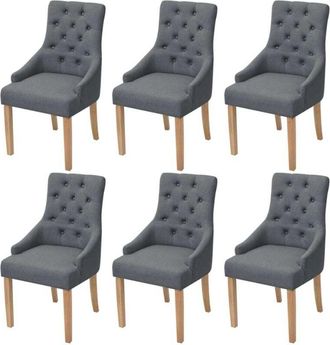 vidaXL Vidaxl - Sillas De Comedor 6 Unidades Tela Gris Oscuro