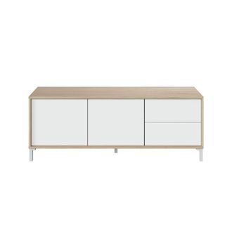 Usinestreet Mueble de tv 2 puertas y 2 cajones l130 cm - roble y blanco