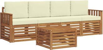 vidaXL Conjunto De Sof&aacute;s De Exterior 5 Uds. Natural Y Crema Vidaxl