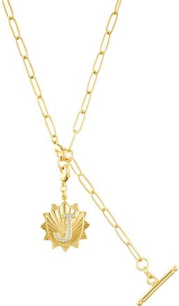 Adornia Initial CZ Pendant Toggle Necklace in Gold-J at Nordstrom Rack