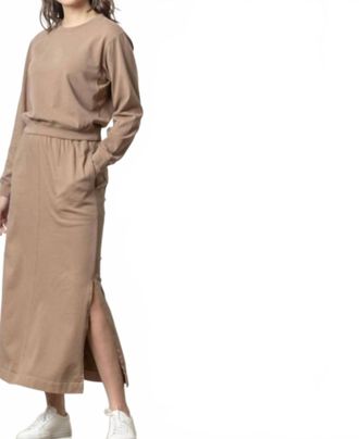 Lilla P Maxi Skirt With Pockets In Shiitake