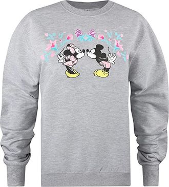 Disney Dames/dames Mickey & Minnie Mouse Kruissteek Sweatshirt (Sportgrijs)