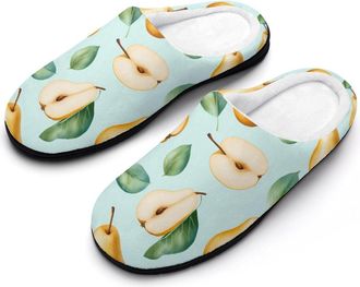 Generic Pear Fruit Cotton Slippers for Women Indoor Outdoor Slipper Slip-On Memory Foam Home Shoes