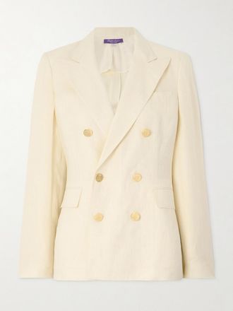 Ralph Lauren Collection Blazer Doppiopetto In Lino Camden - Crema