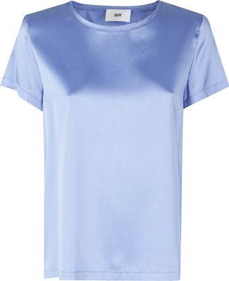 SOLOTRE Silk Crew-Neck Short-Sleeve Silk T-Shirt