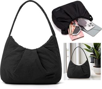 Generic Cymwer Pleated Clouds Bag Lightweight Hobo Bag Soft for Women Travel Shopping (Black)