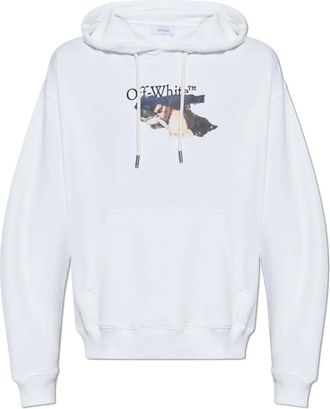 Off-white Hoodie met print - Wit