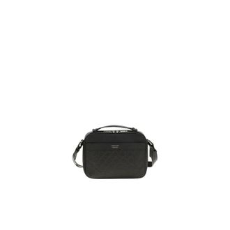 Ferragamo Borsa a spalla Gancini in pelle goffrata - - Bags - Uomo - Nero - ONE SIZE