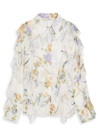 Blumarine Blumarine Floral Semi-sheer Silk-chiffon Shirt - Multicoloured - 40 (UK8 / S)