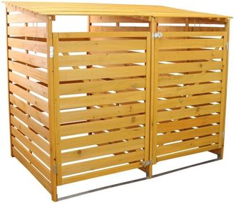 MonsterShop Monster Racking - Doble Cobertizo Para 2 Contenedores De Basura De 240l Cubo De Basura Almacenaje De Madera Papelera Desperdicios Exterior Jard&iacute;n Reci