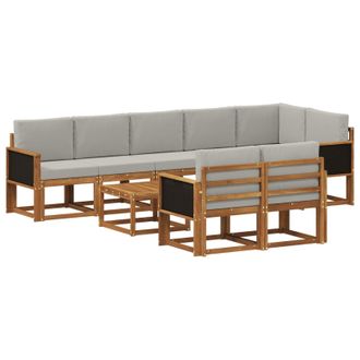 vidaXL Conjunto De Sof&aacute;s De Exterior 9 Pcs Natural Y Gris Claro Vidaxl