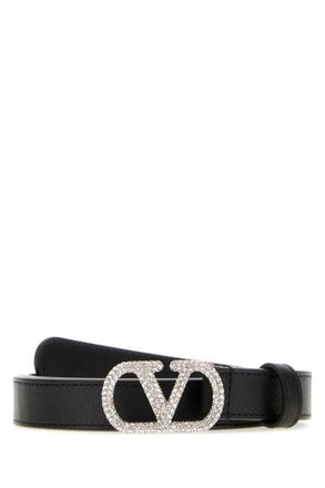 Valentino Garavani Black Vlogo Buckle Belt
