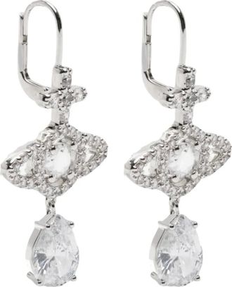 Vivienne Westwood Accessoires, Dames, Grijs, ONE Size, Olympia CZ Drop Earrings