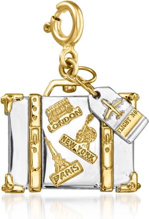 Ross-Simons Sterling Silver and 18kt Gold Over Sterling World Travel Luggage Charm