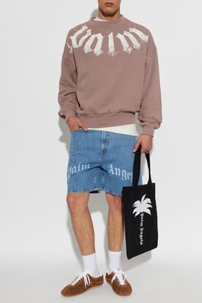 Palm Angels Logo Sweatshirt, Mens, Purple