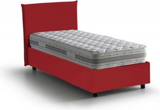 Talamo Italia Letto singolo Aquilla, Letto contenitore con rivestimento in tessuto, 100% Made in Italy, Apertura frontale, con materasso Cm 80x190 incluso, Rosso