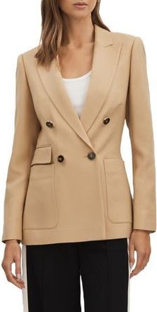 Reiss Larsson Double Breasted Blazer in Camel at Nordstrom Rack, Size 10 Us / 14 Uk