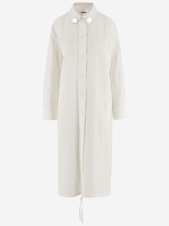 Jil Sander White Collar Long Sleeve Dress
