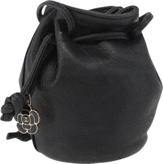 Chanel Pre-owned Bucket Bags, female, Black, Size: ONE SIZE Pre-owned Leather Pouch