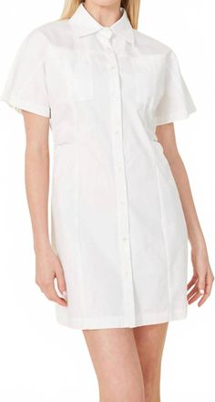 Dolce Cabo Poplin Elastic Back Waist Dress In White
