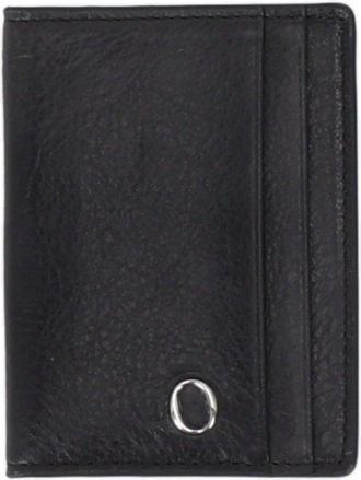 Orciani Lagoon Metallic Emblem Textured Calf Leather Card Holder