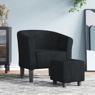 vidaXL Vidaxl - Furniture Limited - Sillón con taburete terciopelo negro