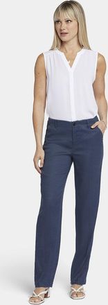 NYDJ Marilyn Rechte Broek in Stretch Linnen | Oxford Marineblauw