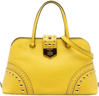 Prada Pre-owned Vintage Satchel - Dames - Vintage Handtas - Geel - ONE Size - Leer - Vintage
