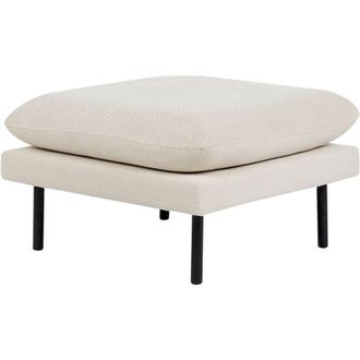 Beliani Pouf quadrato con cuscino in tessuto beige chiaro con gambe nere Vinterbro