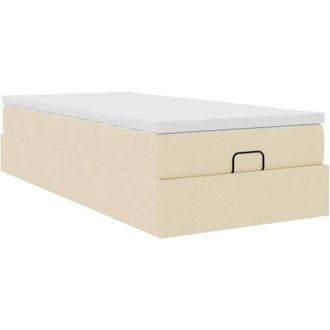 vidaXL Estructura De Cama Otomana Con Colch&oacute;n Tela Crema 90x190cm Vidaxl