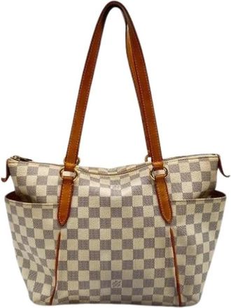 Louis Vuitton Pre-owned Canvas Tote Bag - Dames - Vintage Shopper - Beige - ONE Size - Leer - Vintage