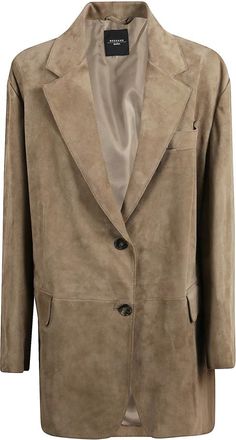 Max Mara Dames, Jassen, Bruin, Maat: S Leer