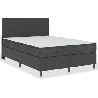 vidaXL Vidaxl - Cama Box Spring Tela Gris Oscuro 140x200 Cm