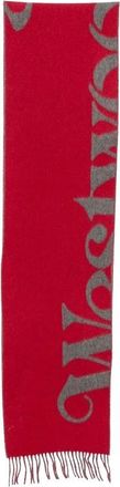 Vivienne Westwood Logo-Intarsia Sjaal met Franjes - Dames - Accessoires - Rood - Maat: ONE Size Wol
