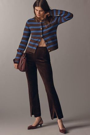 Maeve High-Rise Split-Front Velvet Skinny Pants