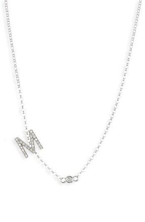 Meshmerise Bezel Diamond Initial Chain Necklace - 0.2ct. in White-M at Nordstrom Rack